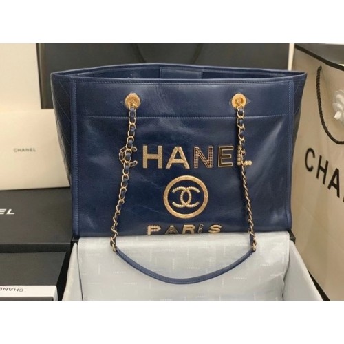 Пазарска чанта Chanel A67001 Кралско синьо