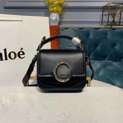 Чанта Chloe Original Calfskin от естествена кожа с горна дръжка, малка, 3S030, черна