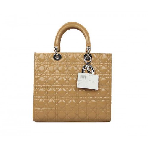 Гореща продажба Christian Dior чанти с патент Голяма дамска чанта Dior CAL44561 Кайсия Сребърна