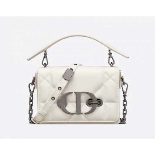 Чанта тип кутия DIOR 30 MONTAIGNE с дръжка Latte Maxicannage Lambskin M9218B БЯЛА