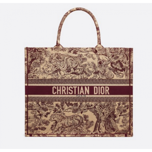ЧАНТА DIOR BOOK TOTE BAG TOILE DE JOUY M1286ZT Oxblood red