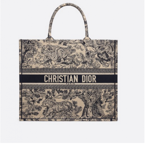 Чанта Dior Book Tote Toile de Jouy M1286ZT, почти бяла