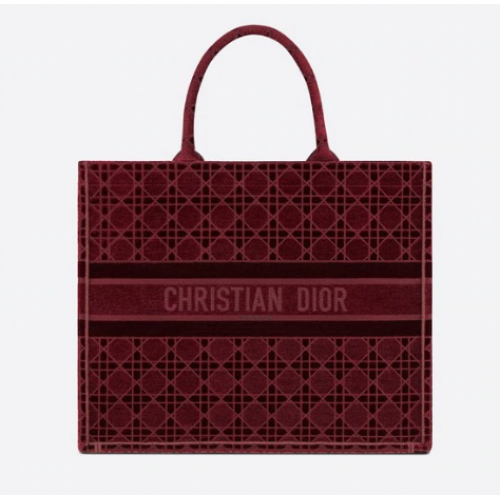 DIOR BOOK TOTE Бургундия Cannage Бродирано кадифе M1286Z