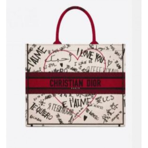 Чанта за книги Dior с бродирана платнена материя C1286-19