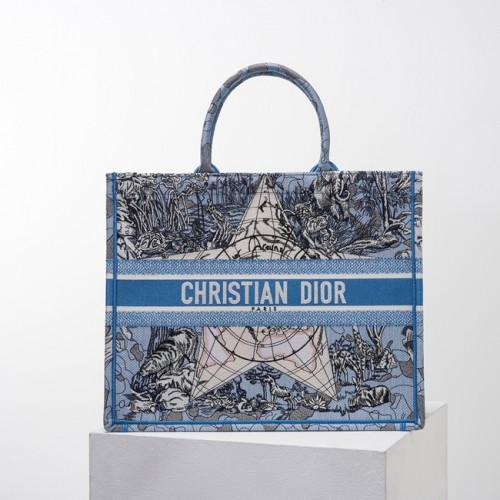 Чанта DIOR BOOK TOTE с бродерия C1286-24 синя