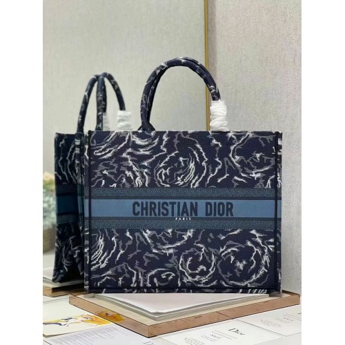 Чанта DIOR BOOK TOTE с бродерия C1286-32 синя
