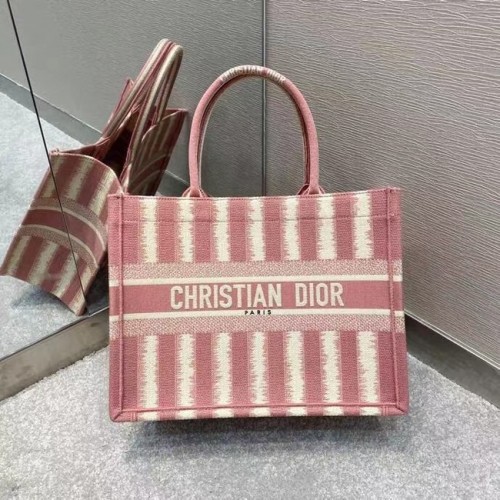 Чанта за книги DIOR с бродерия в розов цвят D-Stripes M1287