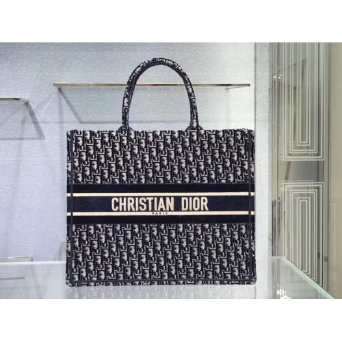 Чанта за книги DIOR, синя, Dior Oblique Embroidered Velvet M1286Z