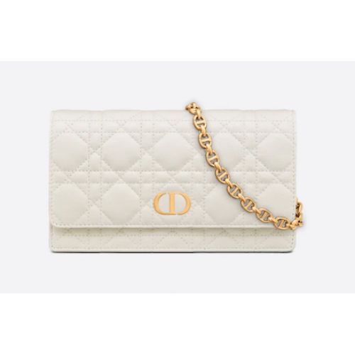 Чанта за колан DIOR CARO с верижка, лате, мека телешка кожа Cannage S5091UW