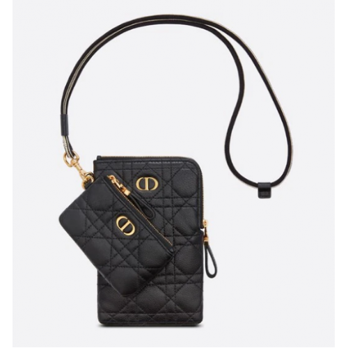 МНОГОФУНКЦИОНАЛНА ЧАНТА DIOR CARO от черна, мека телешка кожа Cannage S5036UW