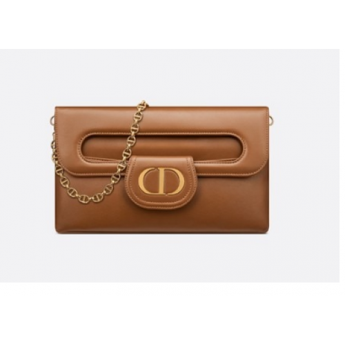 DIOR MEDIUM DIORDOUBLE Чанта от телешка кожа, градиент M8641U, цвят коняк, гладка