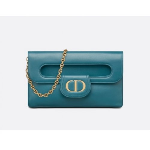 DIOR СРЕДНА ДВОЙНА ЧАНТА DIOR Gradient Calfskin M8641U Deep Ocean Blue Smooth