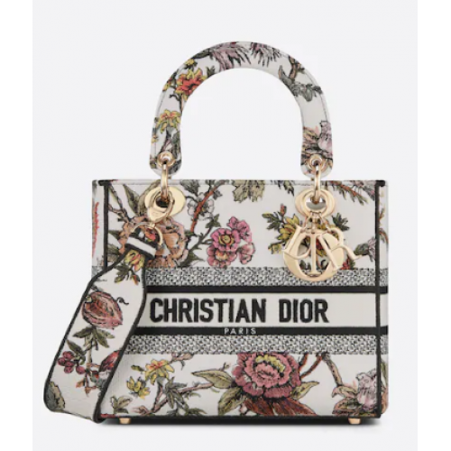 DIOR MEDIUM LADY D-LITE ЧАНТА Multicolor Dior Jardin Botanique Embroidery M0565