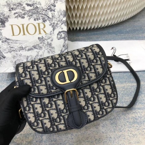 МАЛКА ЧАНТА DIOR BOBBY Синя коса жакардова чанта Dior M9317