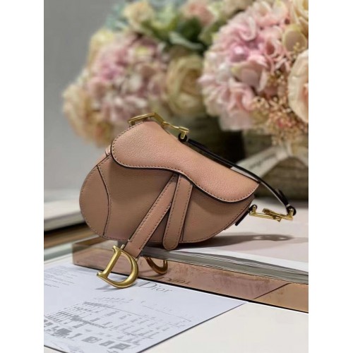 Чанта за седло DIOR мини от телешка кожа C8160 розова