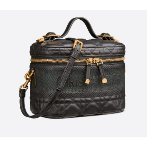 Малък несесер за тоалетна хартия DIOR, цвят агнешка кожа Cannage S5488U, черен