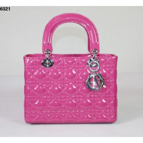 Чанта от лачена кожа Christian Lady Dior Peachpuff 6321 сребриста