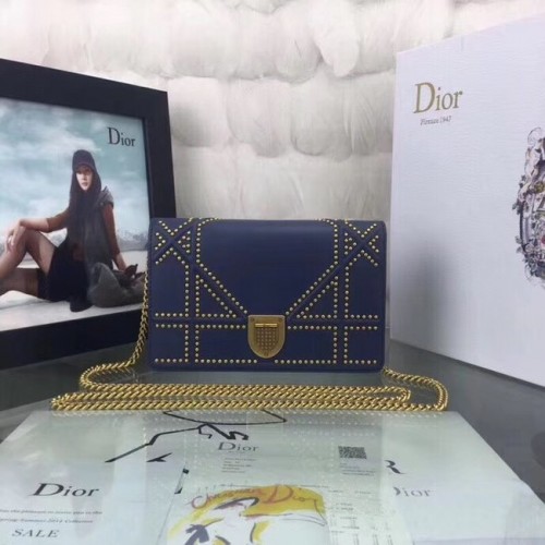 Мини чанта за рамо Dior CANNAGE от овча кожа 3709 синьо