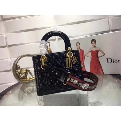 Дамска чанта Dior Cannage от оригинална кожа CD0575 черна