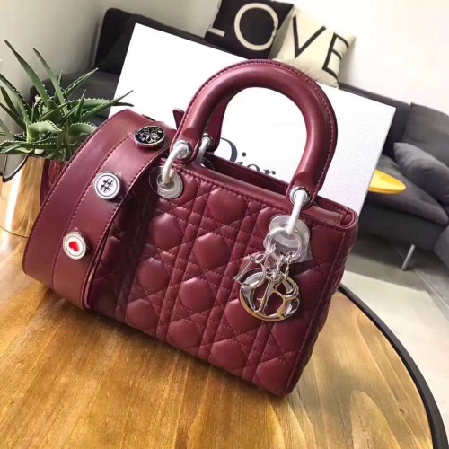 Дамска чанта Dior Cannage Nano Original Leather CD3891, цвят вино