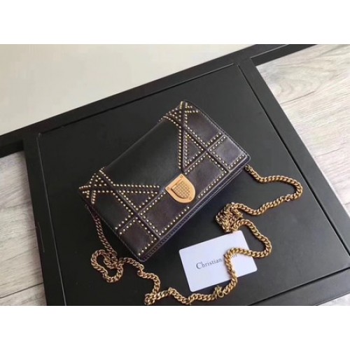 Чанта Dior Diorama от оригинална овча кожа CD3709 черна