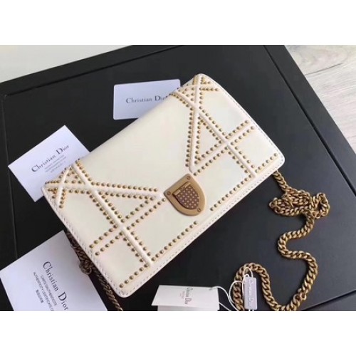 Чанта Dior Diorama от оригинална овча кожа CD3709 бяла