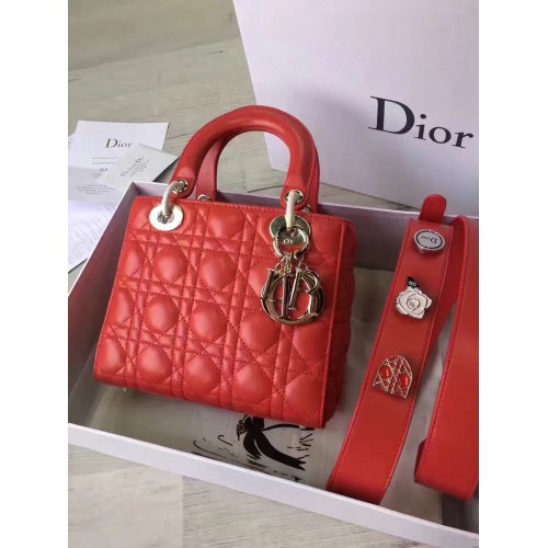 Дамска чанта Dior оригинална овча кожа D6355 червена