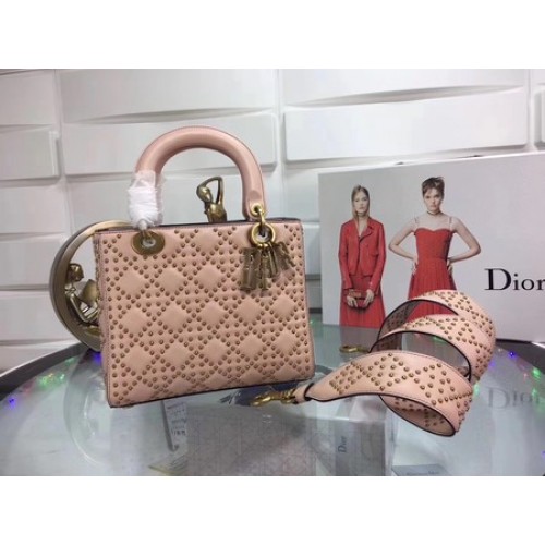 Чанта Dior Lady Dior от оригинална овча кожа CD3892 розова