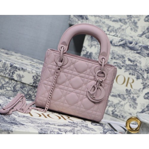 Чанта Dior Lady Dior от оригинална овча кожа CD5500 розова