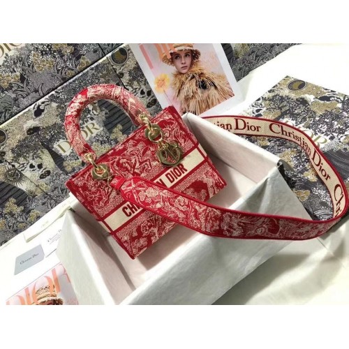 Dior СРЕДНА ДАМСКА ЧАНТА D-LITE, ДЕНОВИ МОДЕЛИ, БРОДЕН СИВ С Флорали, M0565OJA, ЧЕРВЕНА