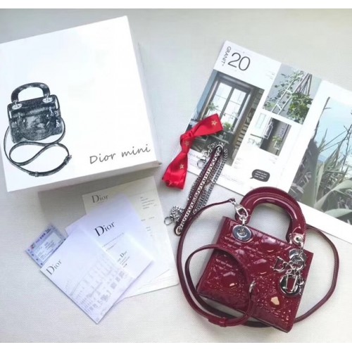 Dior MINI LADY DIOR ЧАНТА ОТ ТЕЛЕШКА КОЖА M0505O бордо