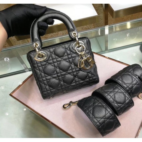 Dior MINI LADY DIOR Чанта от телешка кожа M0573 черна