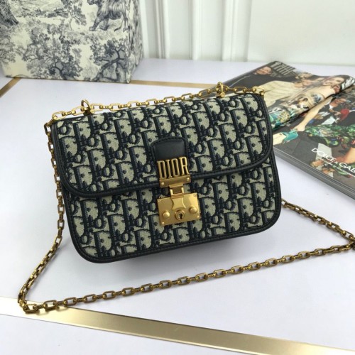 Чанта с капак през рамо Dior Oblique Canvas, S2013, тъмносиня