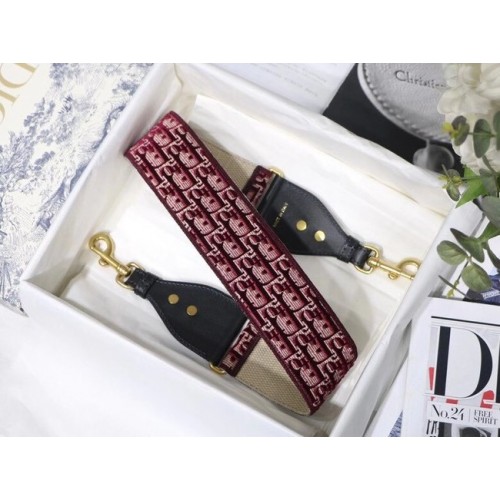 Презрамка за рамо Dior Oblique Embroidered Velvet S8540CWVF-3 Бордо