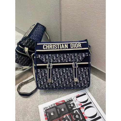 Чанта Dior Oblique Embroidery DIORCAMP M1291 Синя