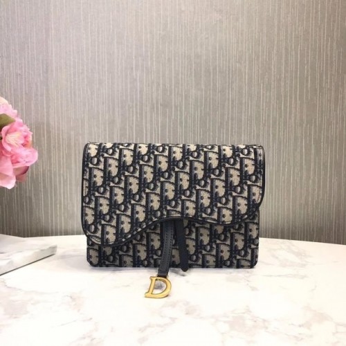 Чанта Dior Oblique Jacquard SADDLE NANO POUCH M447 в син цвят