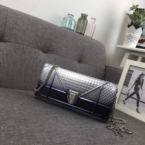 Мини чанта за през рамо Dior Original от телешка кожа 3780, сребристо и черно