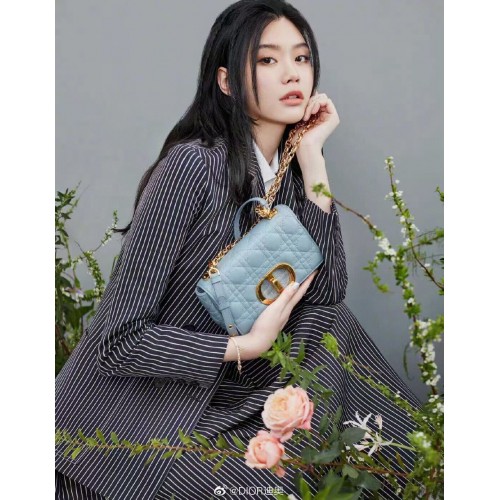 МАЛКА ЧАНТА DIOR CARO Soft Cannage Calfskin M9241 skyblue