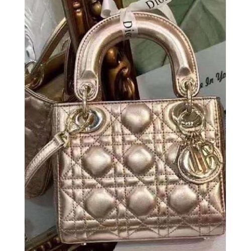 Мини чанта Dior Lady Dior от оригинална овча кожа CD5500, златиста