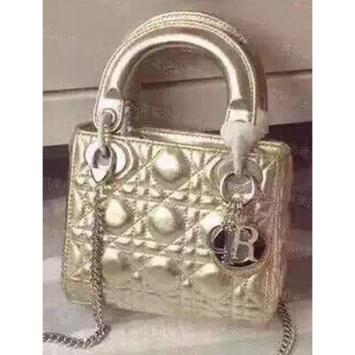 Мини чанта Dior Lady Dior от овча кожа CD5500, златиста