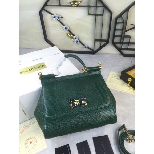 Чанта Dolce Gabbana SICILY с шарка на гущер BB4137 зелена