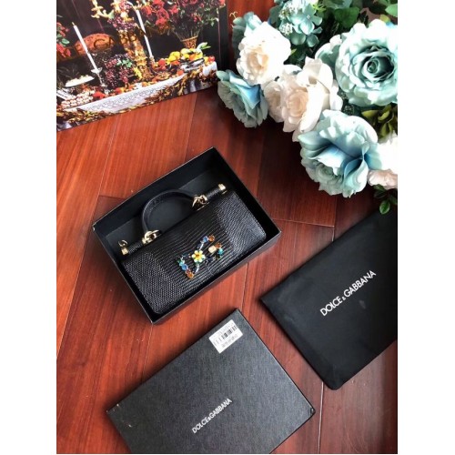 Чанта от телешка кожа Dolce & Gabbana 1126 Черна
