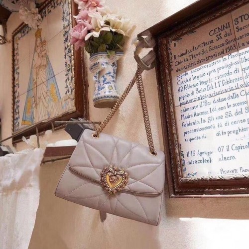 Оригинална кожена чанта Dolce Gabbana 4919 сива