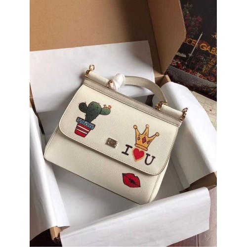 Чанта Dolce Gabbana SICILY от телешка кожа 4136 бяла