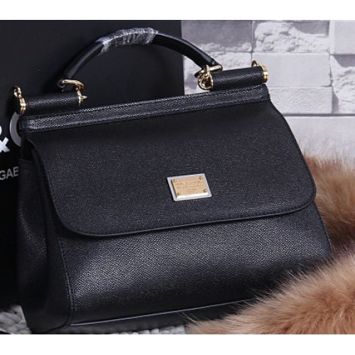 Чанта Dolce & Gabbana SICILY от телешка кожа BB4136 черна
