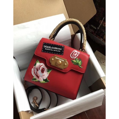 Чанта Dolce Gabbana SICILY Chrysanthemum от телешка кожа 5588-2 червена
