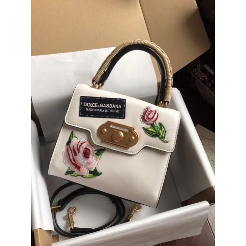 Чанта тип „тоут“ от телешка кожа SICILY Chrysanthemum 5588-2 бяла