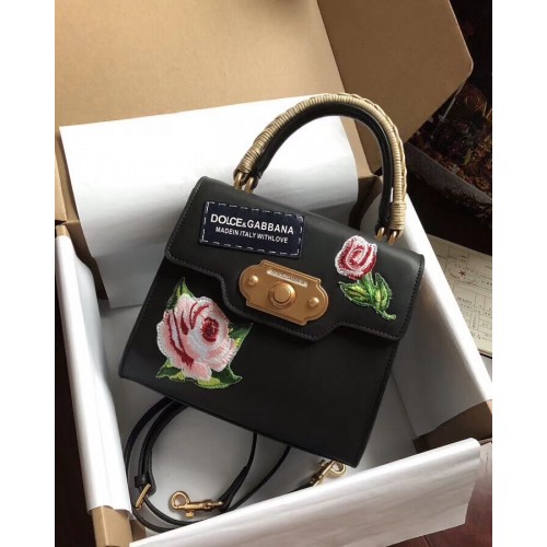 Чанта тип „тоут“ от телешка кожа с цвят на хризантема Dolce Gabbana SICILY 5588-2black