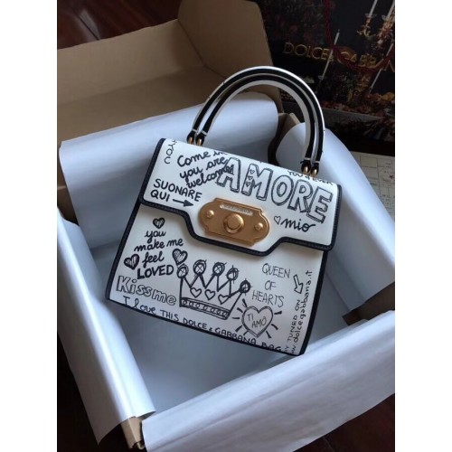 Чанта Dolce Gabbana SICILY Chrysanthemum Calfskin Tote 5588 бяла