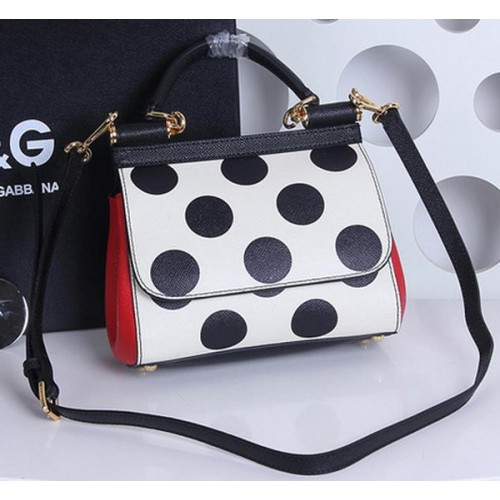 Малка чанта Dolce Gabbana SICILY Chrysanthemum Calfskin DG29877 Черно и бяло